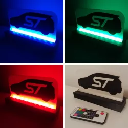 LED Backlit Desktop Sign (Example: Fiesta ST Silhouette)