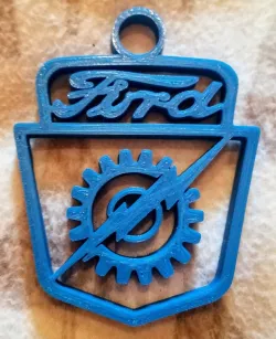 Old Ford Pickup Hood Emblem Logo - Lightning and Gear