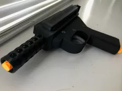 Nerf compatible gun powered by rubber bands