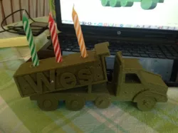 Dump truck candle holder for 3yr old