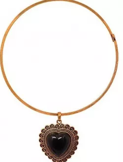 Burning Golden Heart Choker Necklace With Earrings
