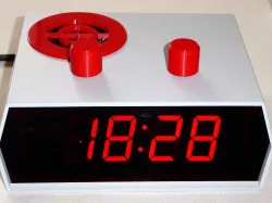 Efficient alarm clock with low electromagnetic radiation, big display and music player