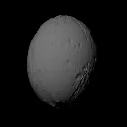 Titan with exaggerated topography scaled one in sixty million
