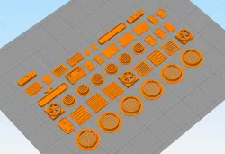 28mm postapocalyptic building details: wall greebles set 1