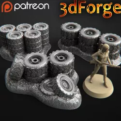 Car wheels, stacked truck, apocalyptic, post-apocalyptic