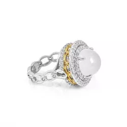Opal Quartz Silver Halo Ring For Women