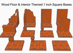 1 Inch Square Miniature Bases (x11) Wooden Interior Themed for Dungeons & Dragons or Warhammer 40k tabletop Miniatures