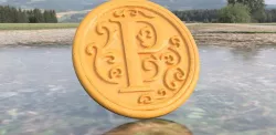 Coaster with letter 'P'