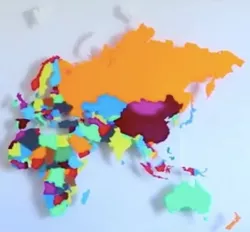 Europe Asia Africa Australia puzzle separated countries map 