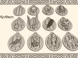 Fantasy Keychains / Keyrings (x20) for Dungeons & Dragons, Warhammer or Pathfinder 