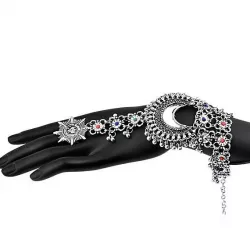 Hathpool Oxidized Charm Ring Bracelets For Women