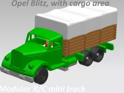 Manual/RC modular mini truck - Opel Blitz with cargo area