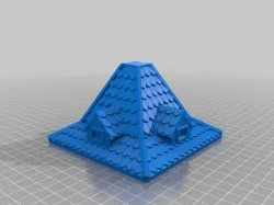 Tall Pyramid Shield Rooftop with Dormers 4" x 4" for 25/28mm Fantasy Buildings