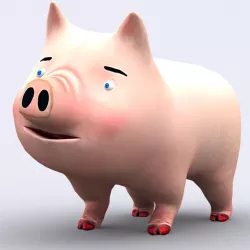 3DRT - toonpets animals Pig Low-poly  3D model