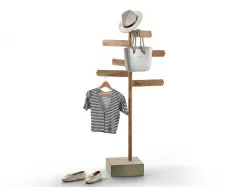 687 Coat Rack with O Bag Moccasins and Shirt 3D model