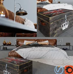 Bed Set Loft 3D model