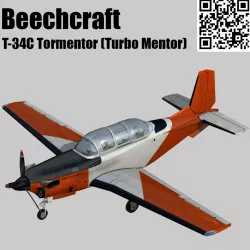 Beechcraft T-34C Turbo Mentor Low-poly  3D model