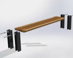 Bench with Steel Beam 3D model