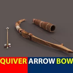 Bow Arrow Quiver Low-poly  3D model