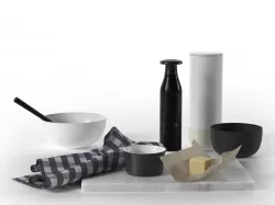 Bowls Bottles Napkin Butter and Marble Tray 3D model