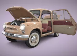 Car ZAZ-965 russian retro car 1960-69 Low-poly  3D model