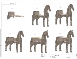 CNC vector plans for plywood horse coffee table 3D model
