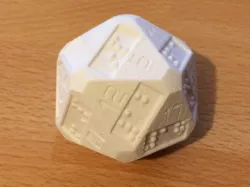 D20 (20 sided dice) with additional braille numbers