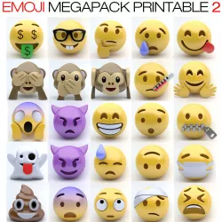 EMOJI MEGAPACK PRINTABLE 2 Low-poly  3D model
