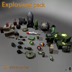 Explosives and bomb pack Low-poly  3D model