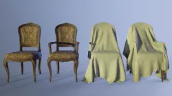French Classic Chair Low-poly  3D model