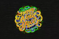 Happy New Year Sign - Word Art -1- 3D model