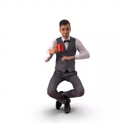 Indian Business Man Sitting Low-poly  3D model