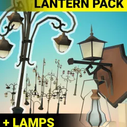 Low Poly Lantern props Pack Low-poly  3D model