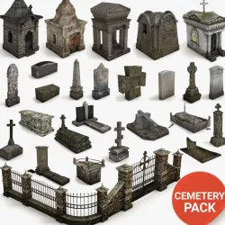 Lowpoly Cemetery Pack Low-poly  3D model