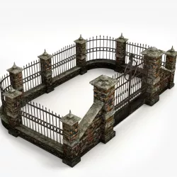 Lowpoly Cemetery Walls pack Low-poly  3D model