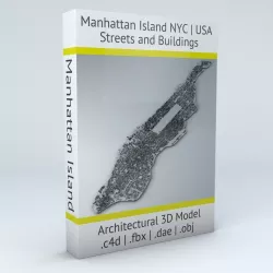 New York City Manhattan Island Streets and Buildings Low-poly  3D model