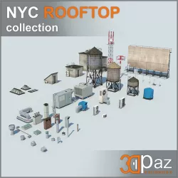 NYC Rooftop  Low-poly  3D model