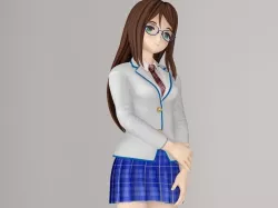Rena anime girl pose 1 3D model