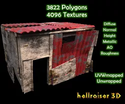 Shanty House - PBR - Textured Exterior and Interior Low-poly  3D model