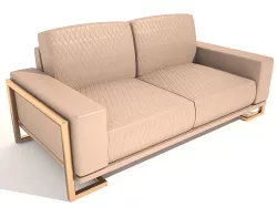 Sofa Gianna Leather LoveSeat in Peach RoseGold 3D model