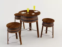Table and Chairs - Cafe Bar 2 3D model