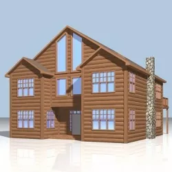 Winter Log Cabin Exterior 3D model