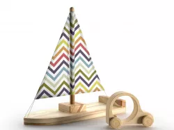 Wooden Toy Boat and Car 3D model