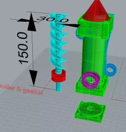 3D Ceramic printer / clay extruder and auger set