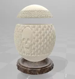 Celtic Carved Ostrich Egg + Stand