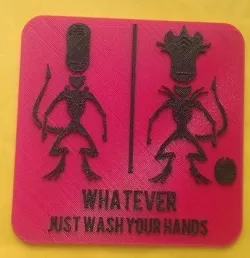 Xeno soldier/queen inclusive gender neutral bathroom sign