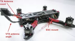 Red Black concept FPV drone parts - Camera mount, vtx mount, ESC mount.
