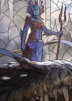 Kiora, Behemoth Beckoner - stained glass - litho