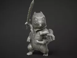 Six-Armed Alien with Sword and Blaster