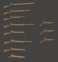 28mm Fantasy Arsenal of Muskets Percussion / Flintlock Firearms and Guns